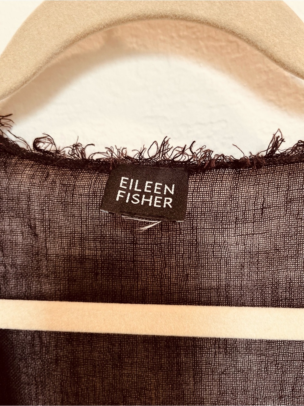 Eileen Fisher Sheer Linen Button -Front Black/Brown Blouse. - Picture 2 of 14